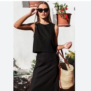 Emerson Fry Studio Boxy Top NWT Love Tomas Collection Jet Black Linen